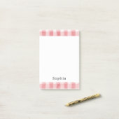 Zachte Meisjesachtige Roze Witte Geruite Strepen Post-it® Notes (Op bureau)