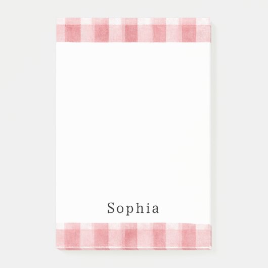 Zachte Meisjesachtige Roze Witte Geruite Strepen Post-it® Notes (Voorkant)