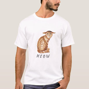 Zachte Meow Kat Aquarel Illustratie T-Shirt