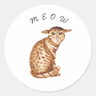 Zachte Meow Kat Waterverf Sticker