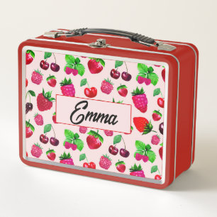 Zachte metalen lunchbox voor kinderen met aardbeip