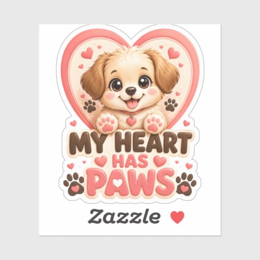 Zachte Mijn Hart Heeft Pootjes Puppy Sticker (Vel)