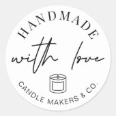 Zachte Minimalistische Kaarsverpakking Met Liefde  Ronde Sticker (Voorkant)