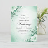 Zachte Mint Bloemen Archway bruiloft Kaart (Staand voorkant)