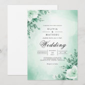 Zachte Mint Bloemen Archway bruiloft Kaart (Voorkant / Achterkant)