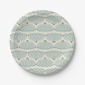 Zachte Mint en Beige Scallop Papieren Bordje (Voorkant)