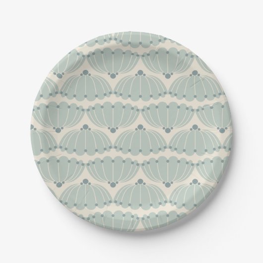 Zachte Mint en Beige Scallop Papieren Bordje (Voorkant)