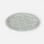 Zachte Mint en Beige Scallop Papieren Bordje (Gekanteld)