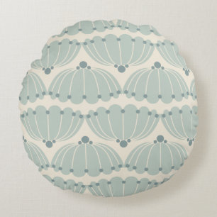 Zachte Mint en Beige Scallop Rond Kussen