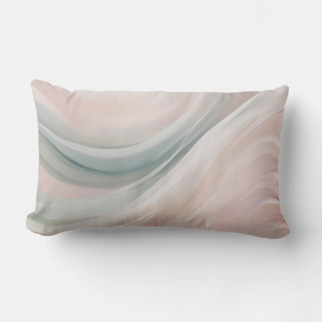 Zachte Mint en Roze Kustgolven Kussen (Voorkant)