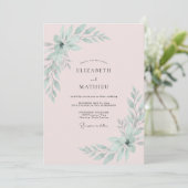Zachte Mint Loof Eucalyptus Bruiloft Kaart (Staand voorkant)