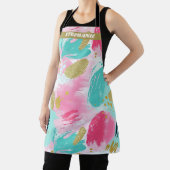 Zachte Mint Roze Lente Gouden Abstracte Penseelstr Schort (Insitu)