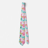 Zachte Mint Roze Lente Gouden Abstracte Penseelstr Stropdas (Voorkant)