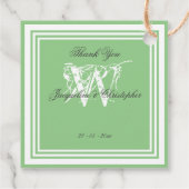 Zachte Mintgroene met Witte Monogram 'Dank je wel' Bedankjes Labels (Achterkant)
