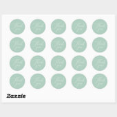Zachte Mintgroene Trouw | Calligrafie Bedankt Ronde Sticker (Vel)
