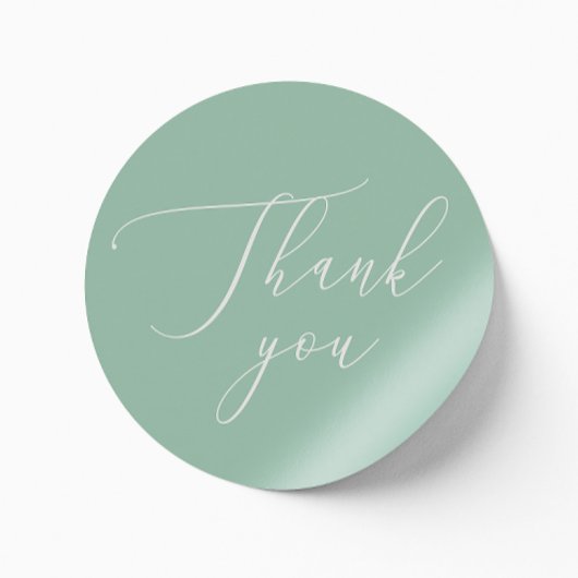 Zachte Mintgroene Trouw | Calligrafie Bedankt Ronde Sticker