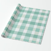 Zachte Mintgroene Witte Verse Gingham Schotse Ruit Cadeaupapier (Uitgerold)