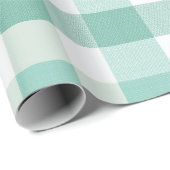 Zachte Mintgroene Witte Verse Gingham Schotse Ruit Cadeaupapier (Rol Hoek)