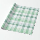 Zachte Mintgroene Witte Verse Gingham Schotse Ruit Cadeaupapier (Uitgerold)