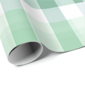 Zachte Mintgroene Witte Verse Gingham Schotse Ruit Cadeaupapier (Rol Hoek)
