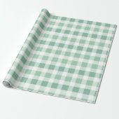 Zachte Mintgroene Witte Verse Gingham Schotse Ruit Cadeaupapier (Uitgerold)