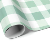 Zachte Mintgroene Witte Verse Gingham Schotse Ruit Cadeaupapier (Rol Hoek)
