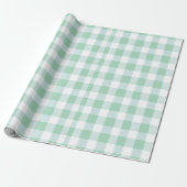 Zachte Mintgroene Witte Verse Gingham Schotse Ruit Cadeaupapier (Uitgerold)