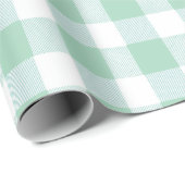 Zachte Mintgroene Witte Verse Gingham Schotse Ruit Cadeaupapier (Rol Hoek)