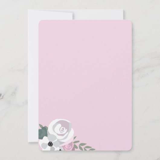 Zachte Mist blauwe blush roze Bloem Bridal brunch Kaart (Achterkant)