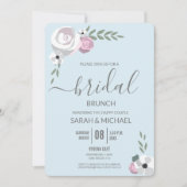 Zachte Mist blauwe blush roze Bloem Bridal brunch Kaart (Voorkant)