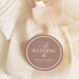 Zachte Mocha Taupe en Rand Neutrale Luxe Bruilof Ronde Sticker
