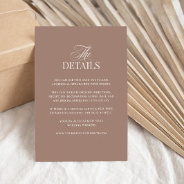 Zachte Mocha Taupe | Luxe Details voor Huwelijksga Informatiekaartje
