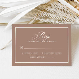 Zachte Mocha Taupe | Luxe Neutrale Bruiloft RSVP Kaartje
