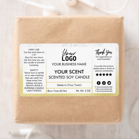 Zachte moderne goudkleurige en met marmer gecentre etiket (Insitu)