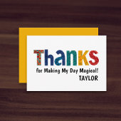 Zachte moderne kleurrijke gele vette typografie vo bedankkaart