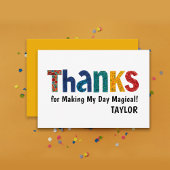 Zachte moderne kleurrijke gele vette typografie vo bedankkaart