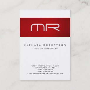 Zachte moderne monogram witte rode visitekaart visitekaartje
