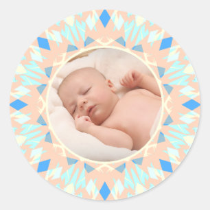 Zachte Mooie Blauwe Aangepaste Foto Moederdag Cade Ronde Sticker
