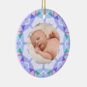 Zachte Mooie Pastels Aangepaste Kerst Foto Afbeeld Keramisch Ornament (Rechts)