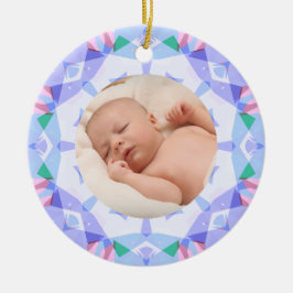 Zachte Mooie Pastels Aangepaste Kerst Foto Afbeeld Keramisch Ornament