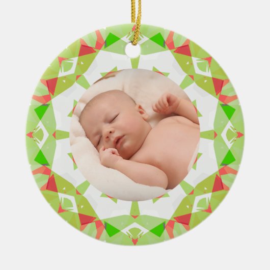 Zachte Mooie Pastels Aangepaste Kerst Foto Afbeeld Keramisch Ornament (Voorkant)