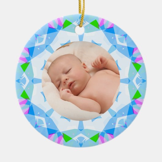 Zachte Mooie Pastels Aangepaste Kerst Foto Afbeeld Keramisch Ornament (Voorkant)