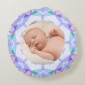 Zachte Mooie Pastels Aangepaste Kerst Foto Afbeeld Rond Kussen (Achterkant)