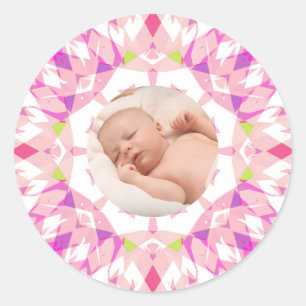 Zachte Mooie Roze Pastels Aangepaste Foto Moederda Ronde Sticker