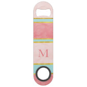 Zachte munt koraal gouden blush strepen speed flessenopener (Achterkant)