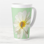 Zachte Munt Witte Dahlia en Honingbij Latte Mok (Rechterhoek)