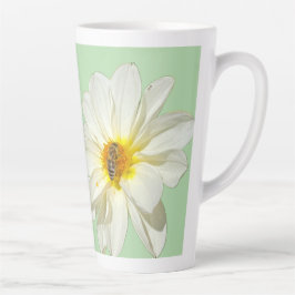 Zachte Munt Witte Dahlia en Honingbij Latte Mok