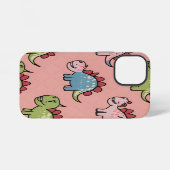 Zachte naadloze dinosauruspatroon iPhone hoesje (Achterkant horizontaal)