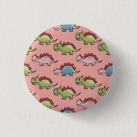 Zachte naadloze dinosauruspatroon ronde button 3,2 cm (Voorkant)