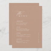 Zachte natuurlijke pastel Mocco bruiloft Menu (Voorkant / Achterkant)